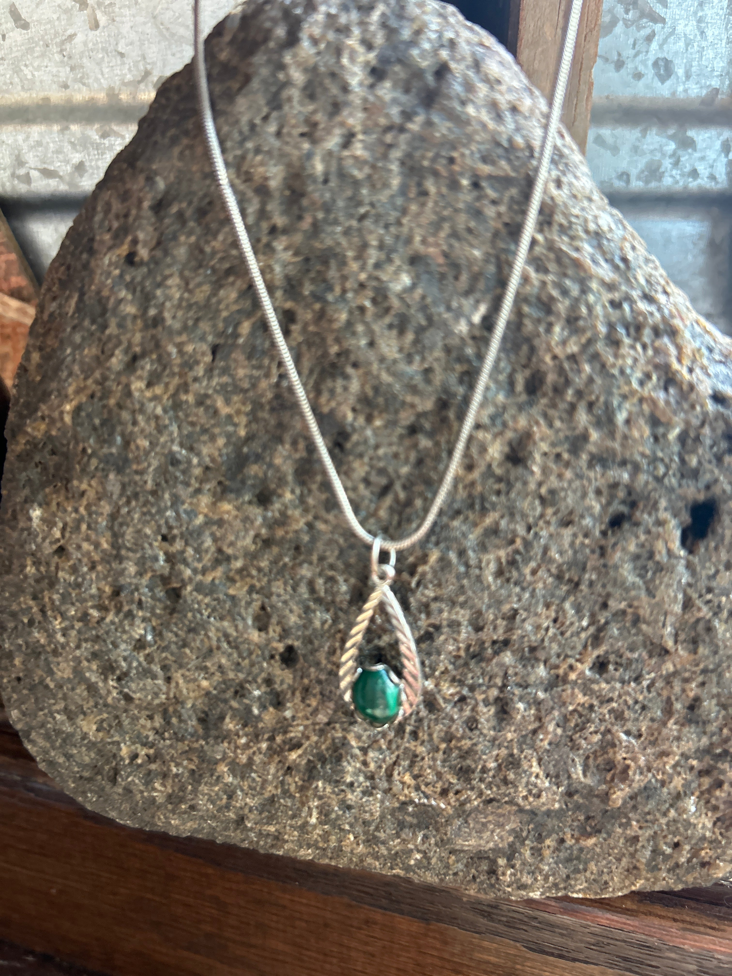 Malachite tear drop necklace